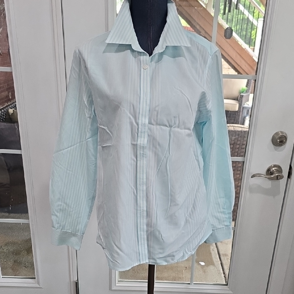 Pendleton Aqua and White Striped Shirt